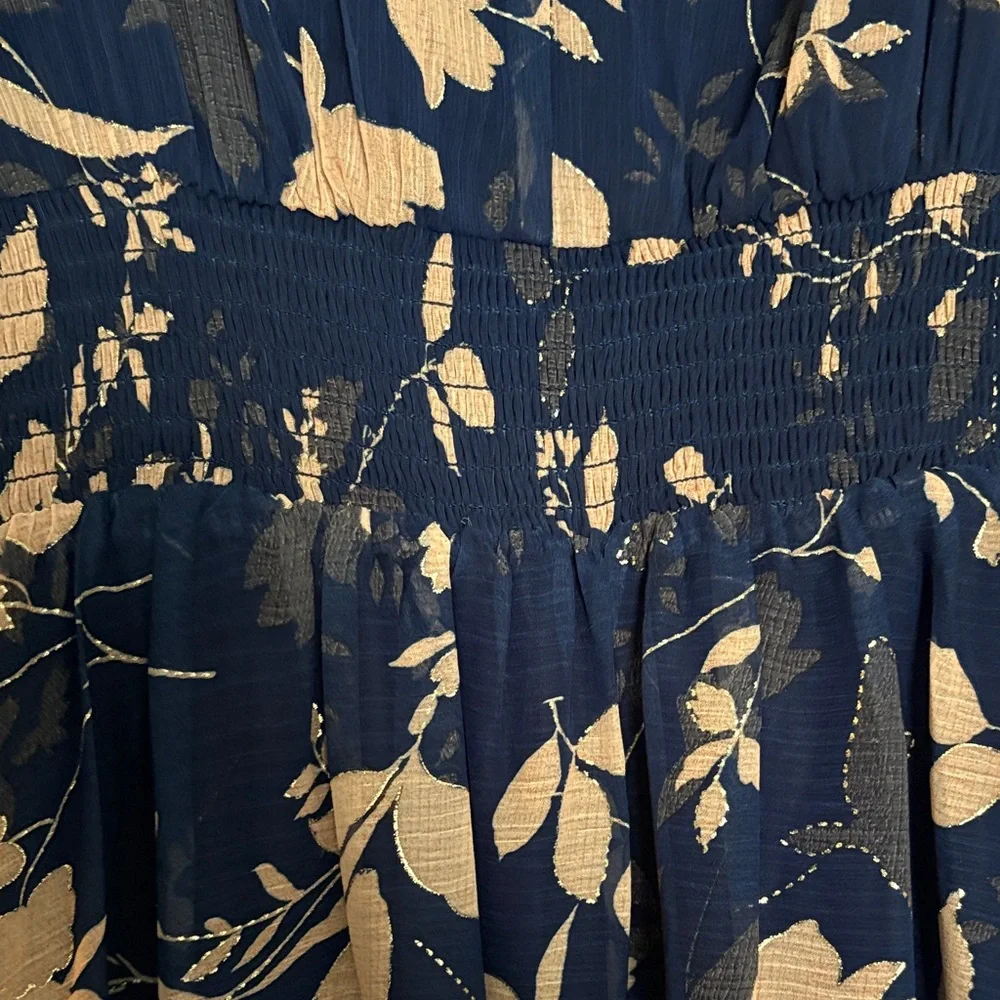 LYNLEE METALLIC MAXI DRESS | NAVY - Picture 3 of 5